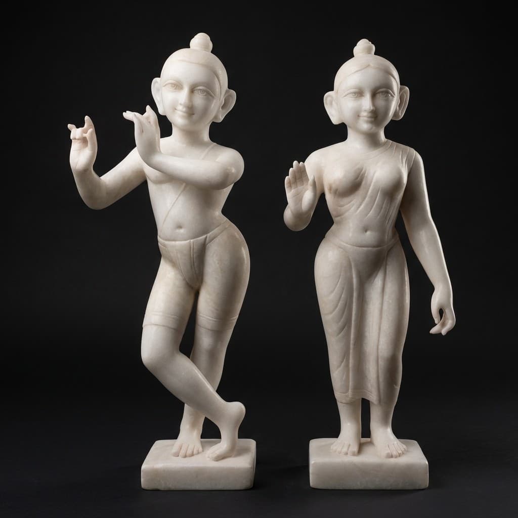 Exquisite Hand-Carved Radha Krishna Stone Sculpture - hero-light
