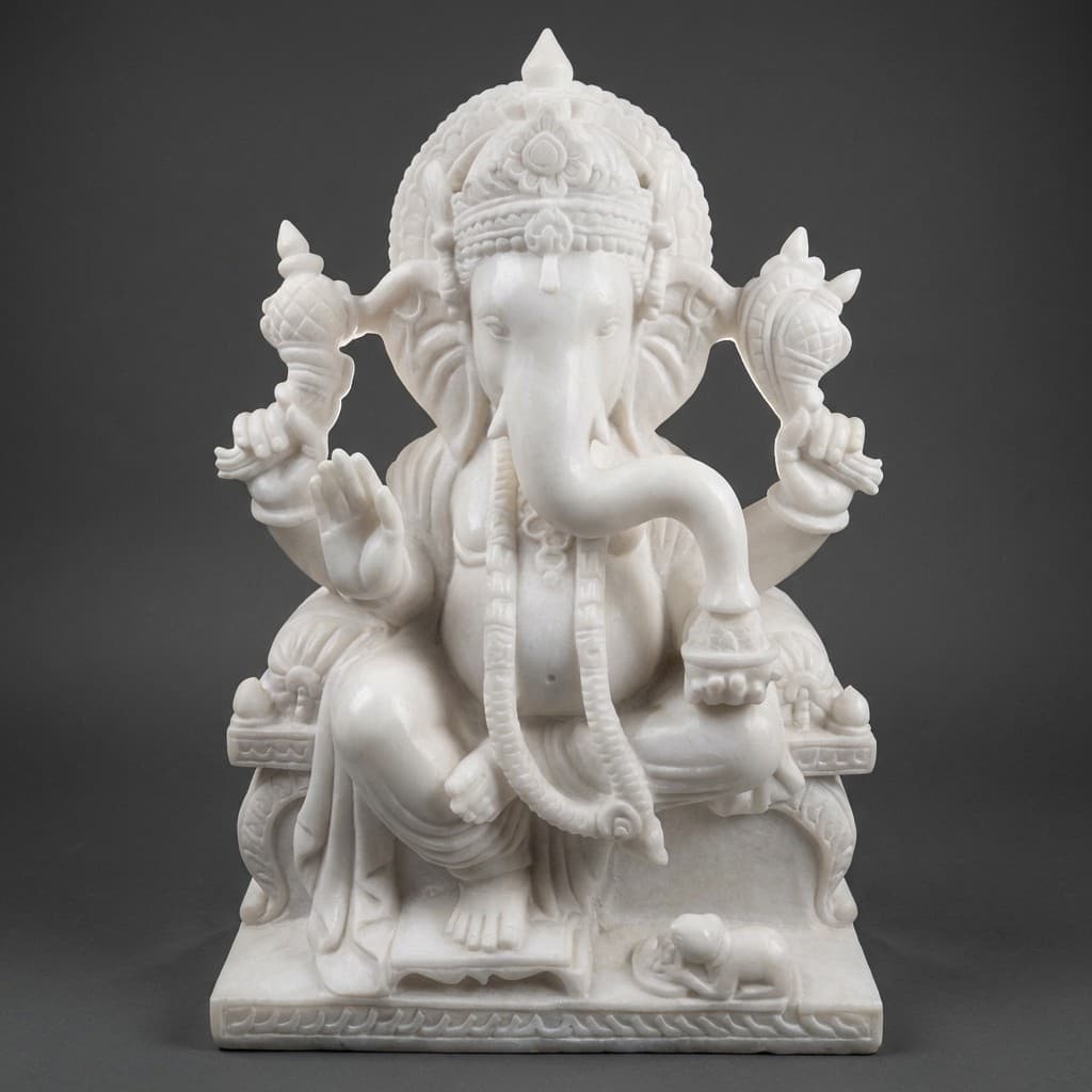Exquisite Hand-Carved Lord Ganesha Stone Sculpture for Divine Home Decor - hero-light