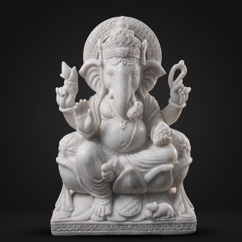 Exquisite Hand-Carved Ganesha Sculpture - Artisan Stone Statue - hero-light