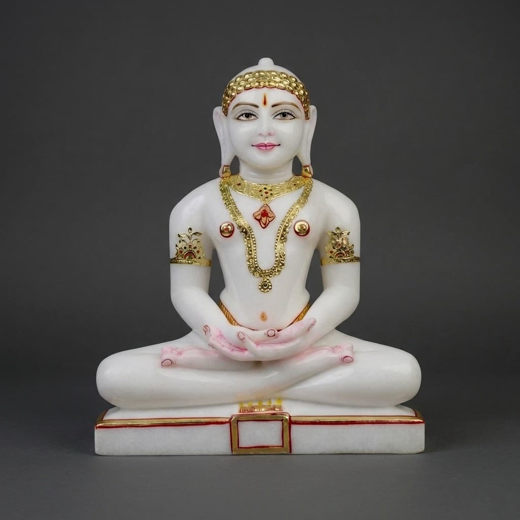 Artisan Hand-Carved Mahavir Swami Meditating Statue - hero-light