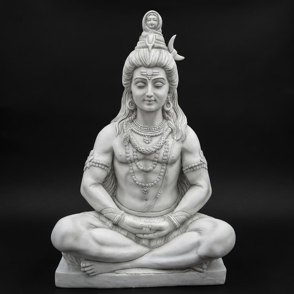 Exquisite Artisan-Crafted Meditating Lord Shiva Stone Statue - hero-light