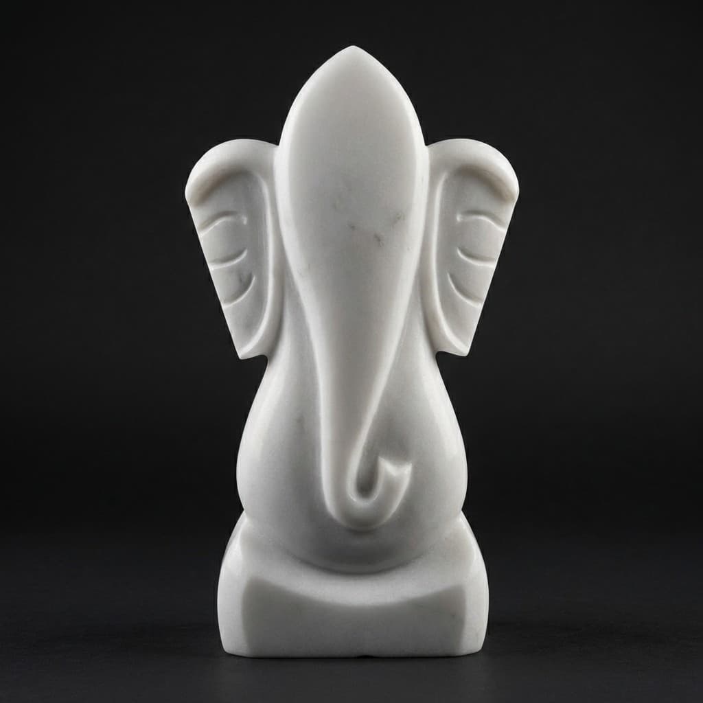 Hand-Carved Modern Abstract Ganesha Stone Sculpture - hero-light