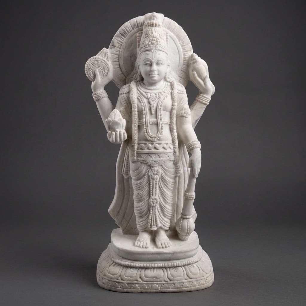 Exquisite Hand-Carved Guruvayurappan Stone Statue - hero-light