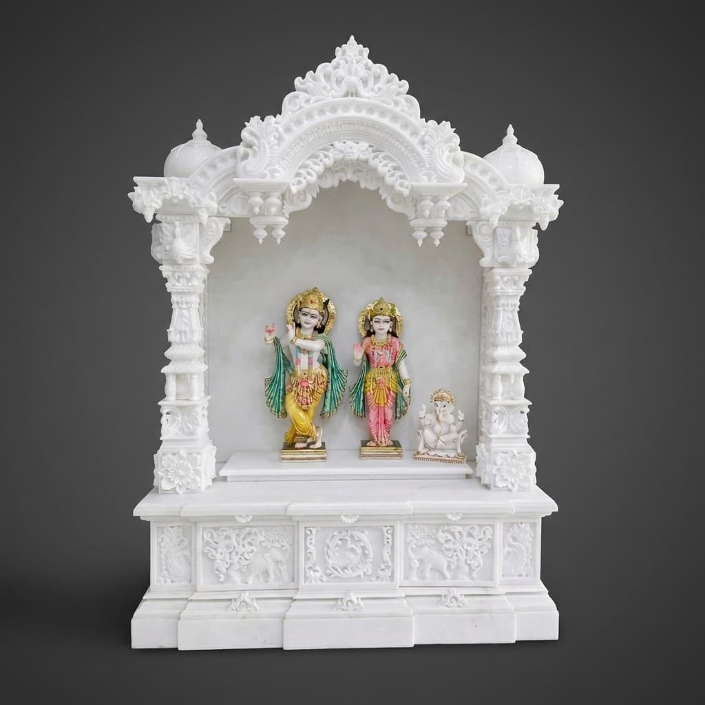 Hand-Carved Intricate Stone Puja Mandir for Home - hero-light