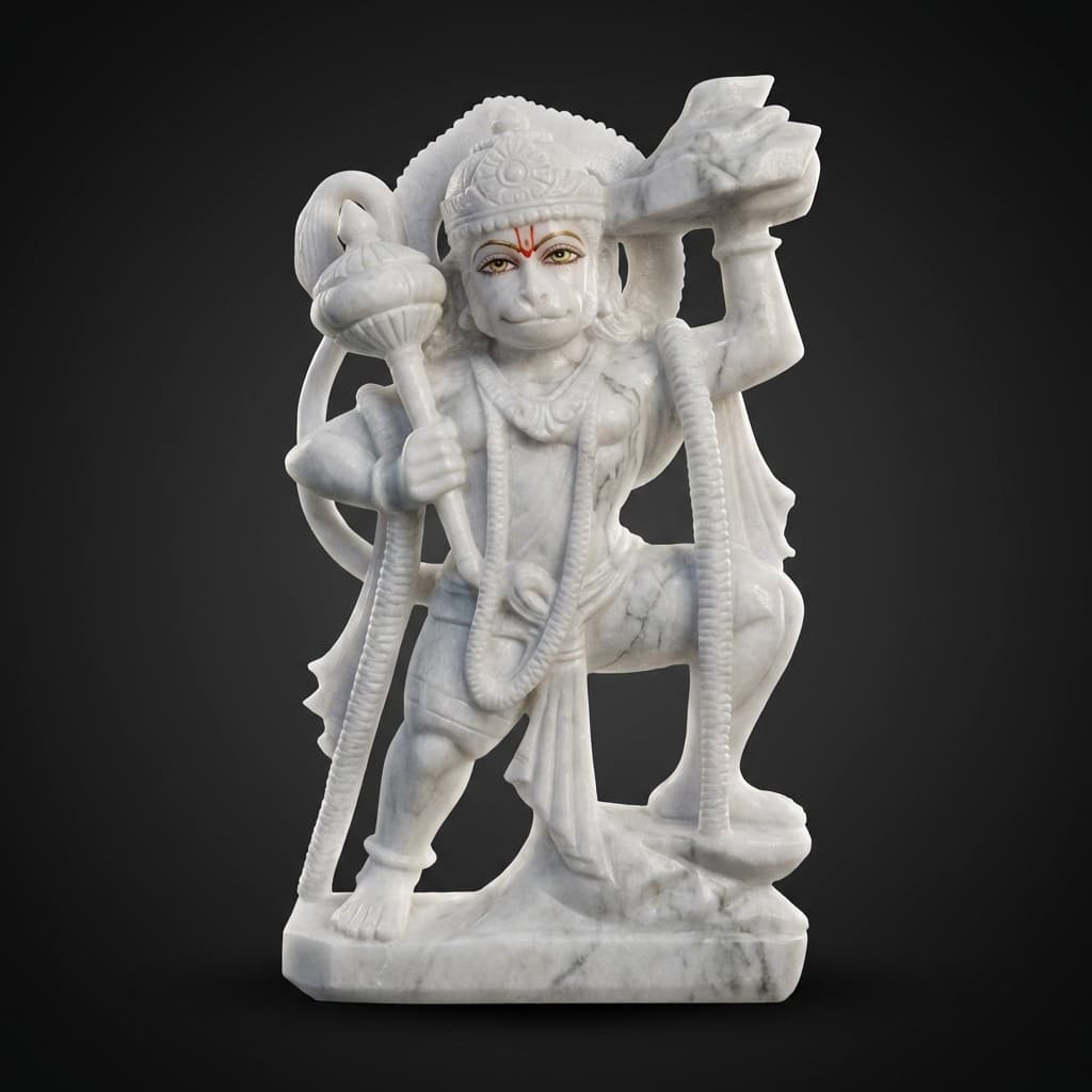 Hand-Carved Lord Hanuman Statue Carrying Sanjeevani Mountain - hero-light