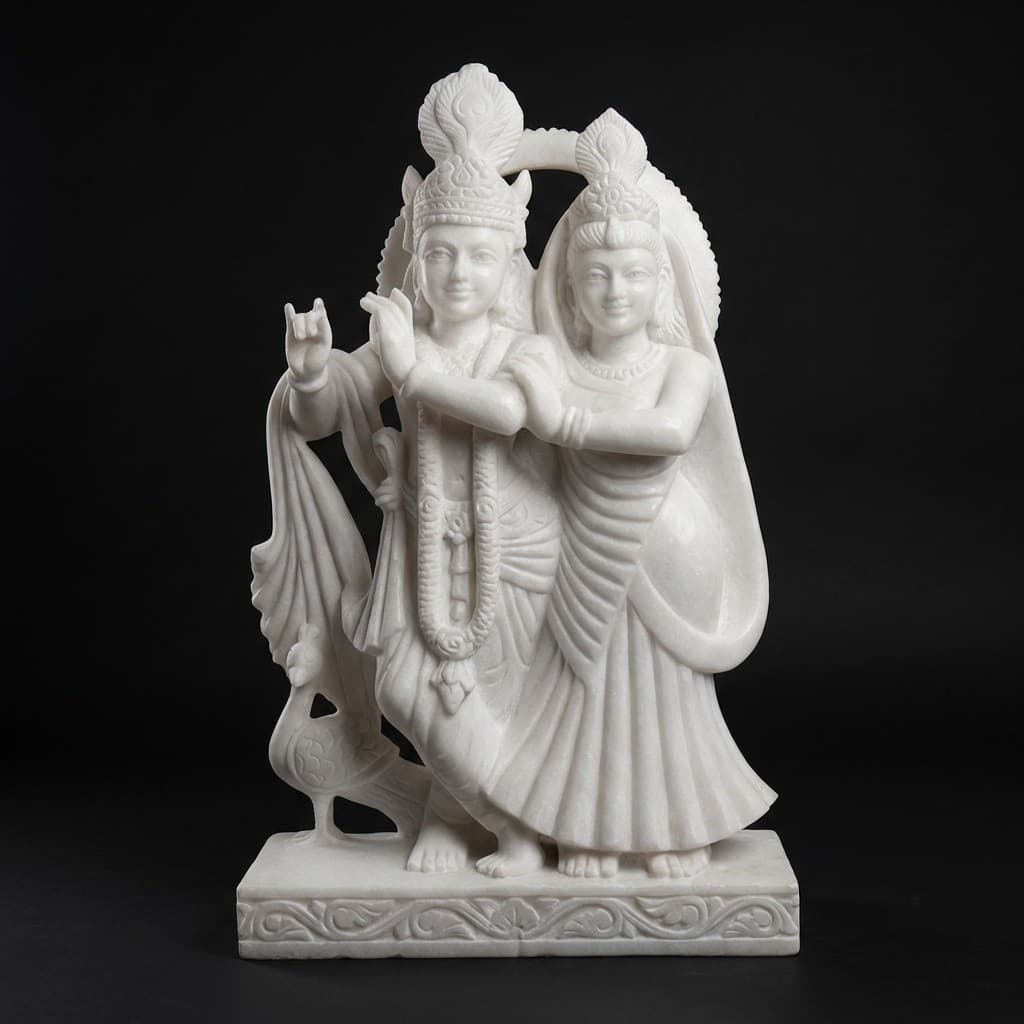 Artisan Handcrafted Radha Krishna Divine Love Statue - hero-light