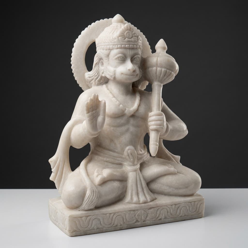 Exquisite Hand-Carved Lord Hanuman Stone Statue - Artisan Deity Sculpture - hero-light