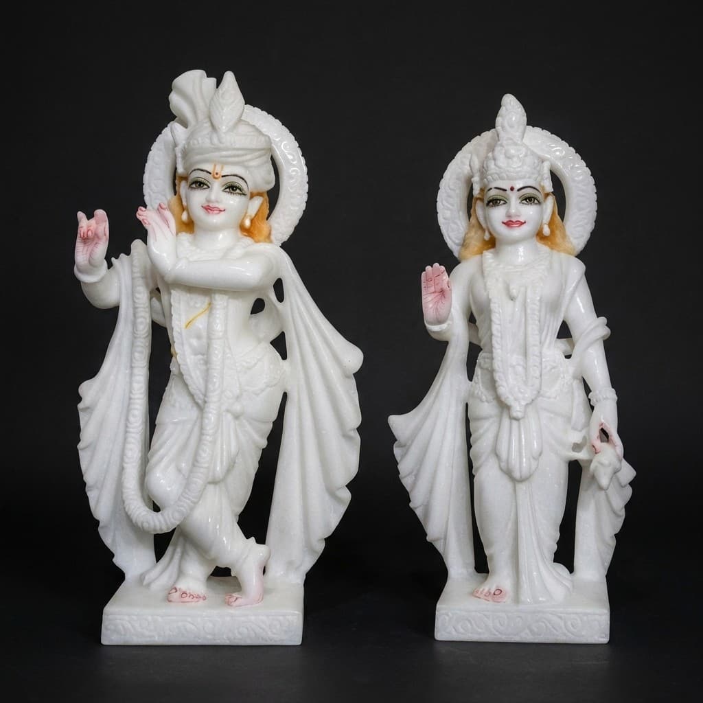 Handcrafted Radha Krishna Divine Stone Sculpture - hero-light