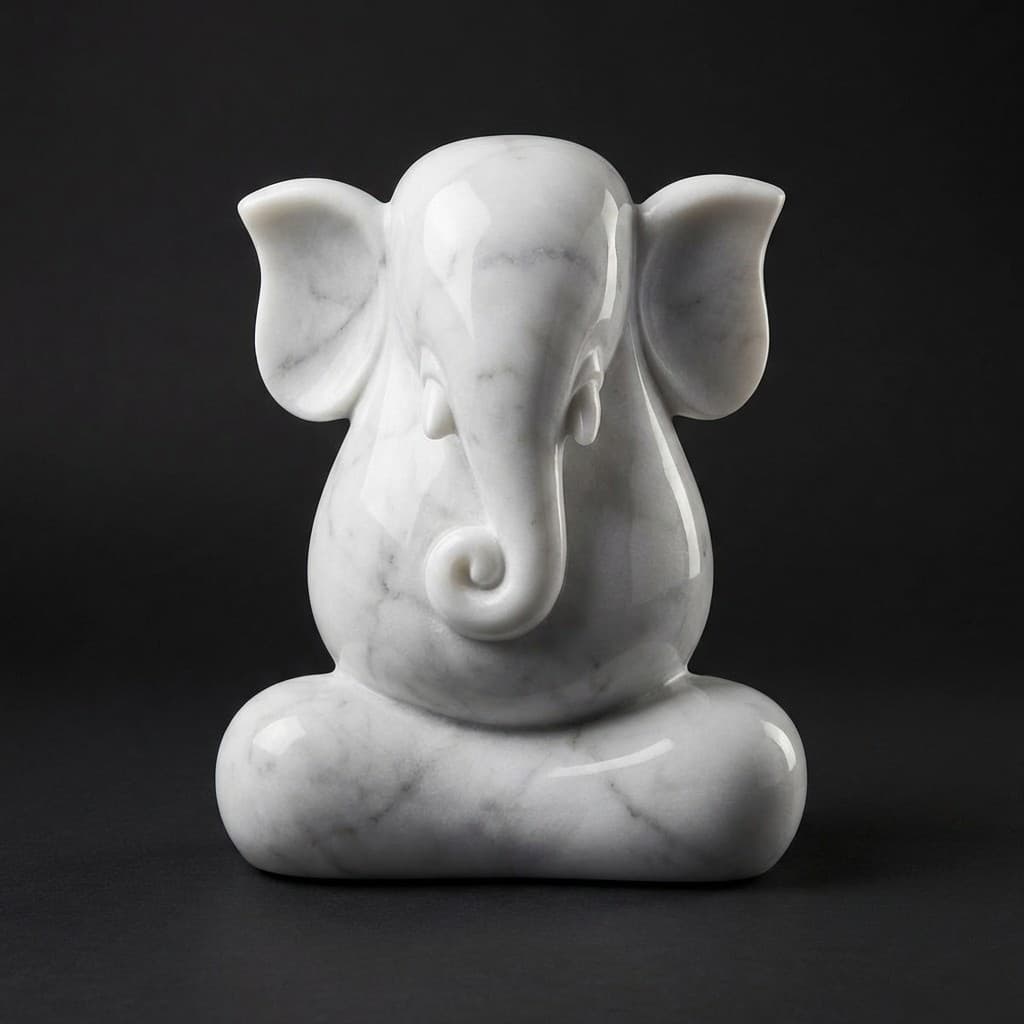 Artisan Hand-Carved Minimalist Ganesha Stone Sculpture - hero-light