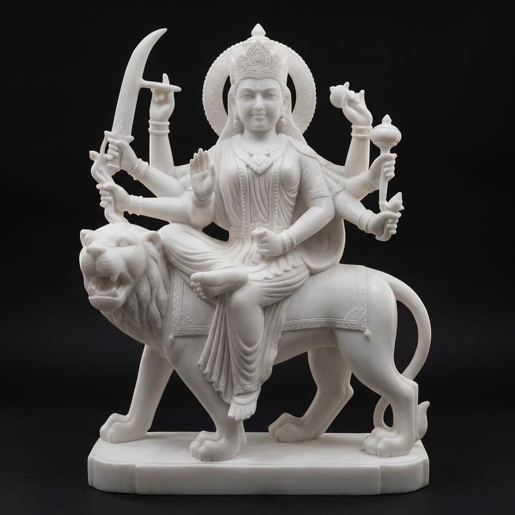 Artisan Hand-Carved Ambaji Mata Divine Stone Statue - hero-light