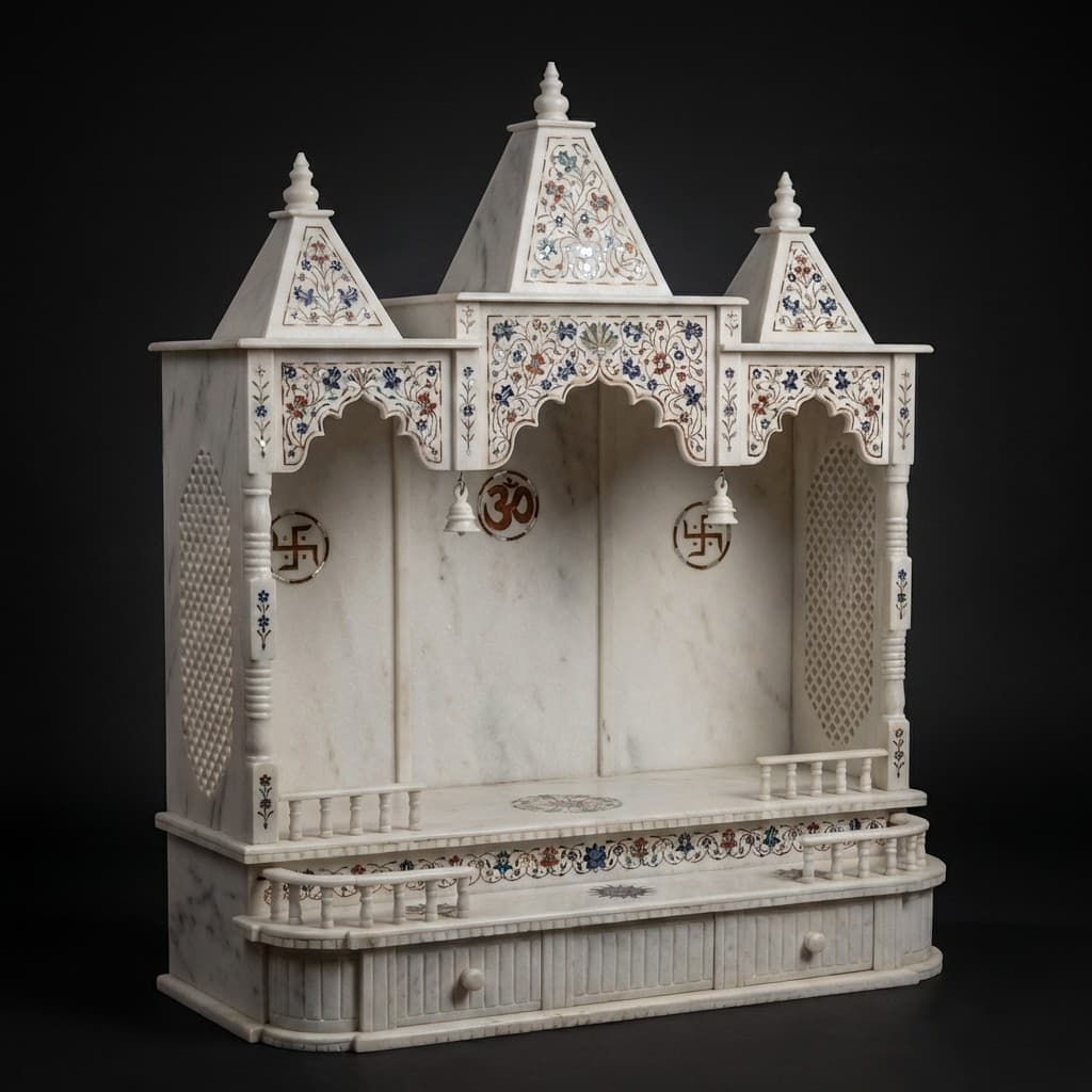 Exquisite Hand-Carved Stone Temple with Intricate Artisan Inlay - hero-light