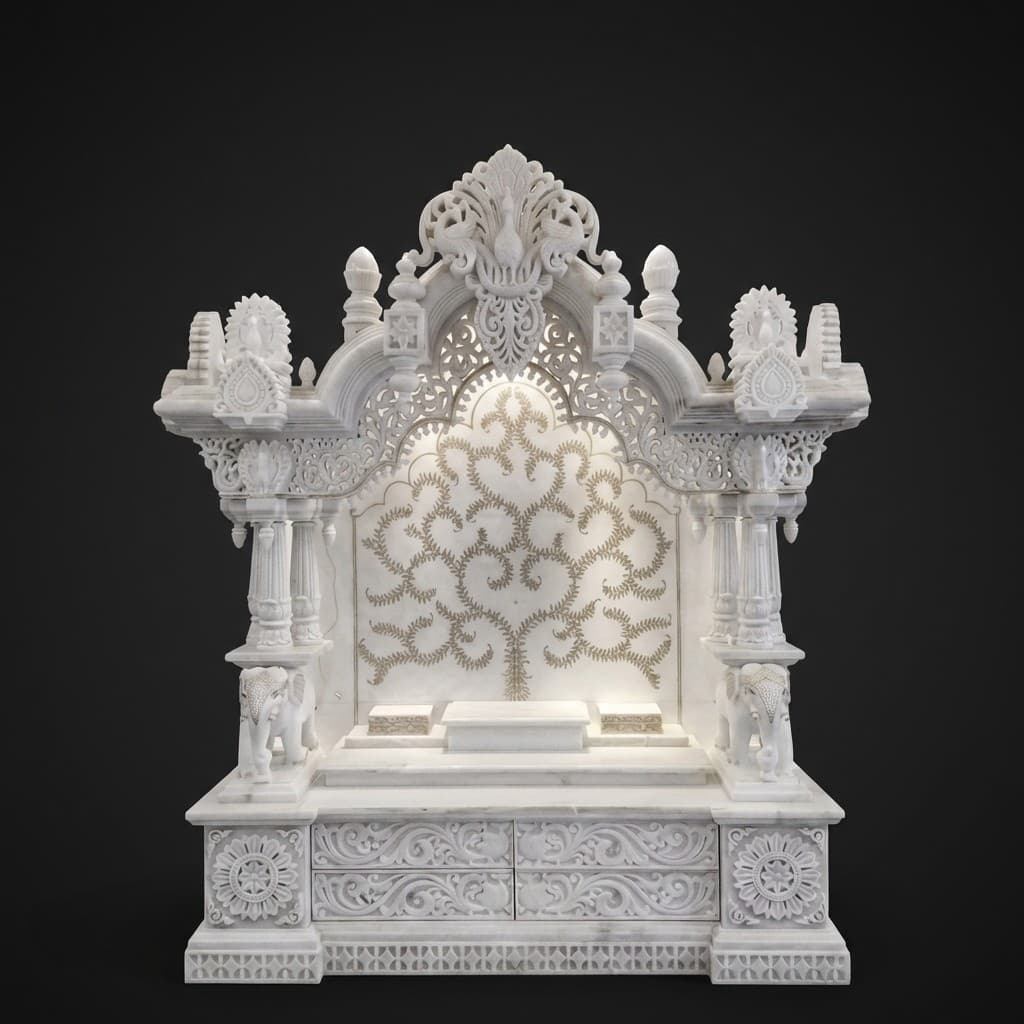 Artisan Hand-Carved Traditional Stone Home Temple - hero-light