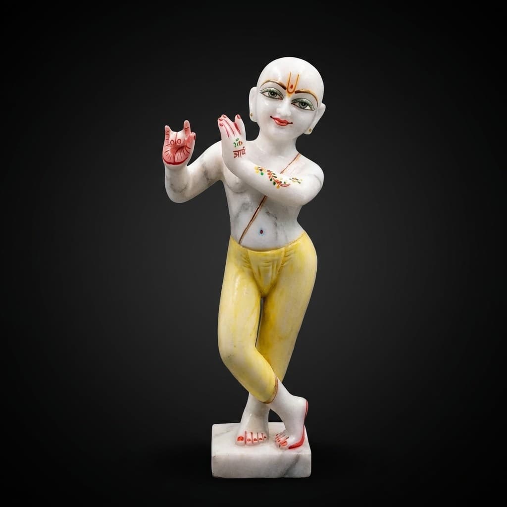 Artisan Hand-Carved ISKCON Krishna Stone Sculpture - hero-light