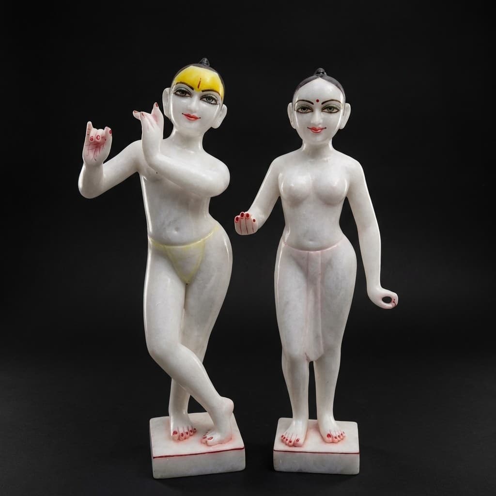 Handcrafted Radha Krishna Stone Murti - Elegant Devotional Sculpture - hero-light