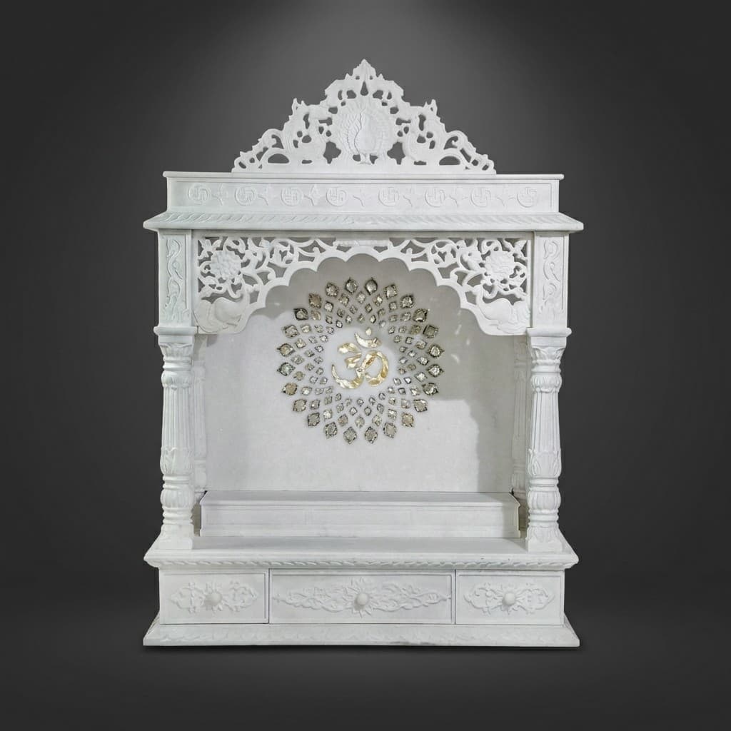Exquisite Hand-Carved Artisan Stone Mandir for Home Worship - hero-light