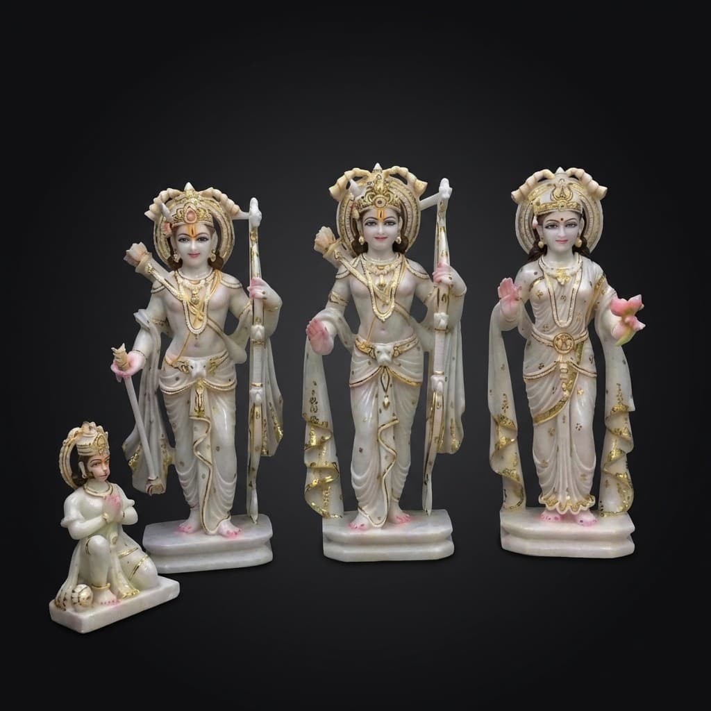 Exquisite Hand-Carved Ram Darbar Stone Sculpture Set - hero-light
