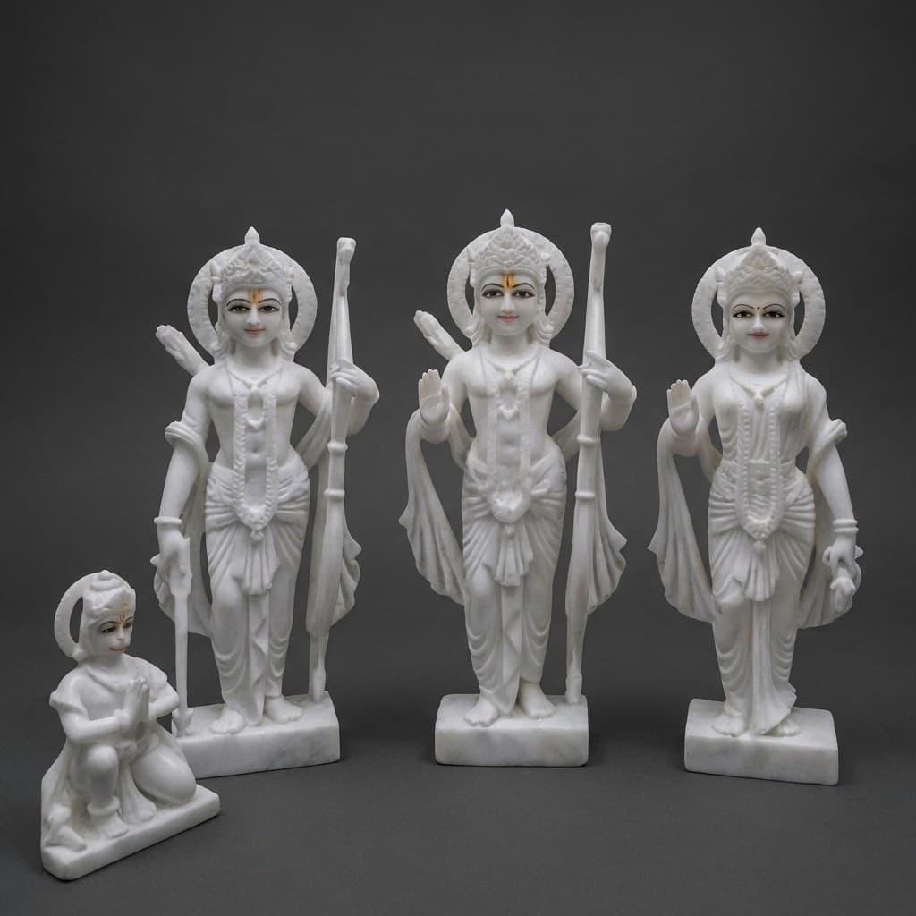 Exquisite Hand-Carved Ram Darbar Stone Statue for Mandir - hero-light