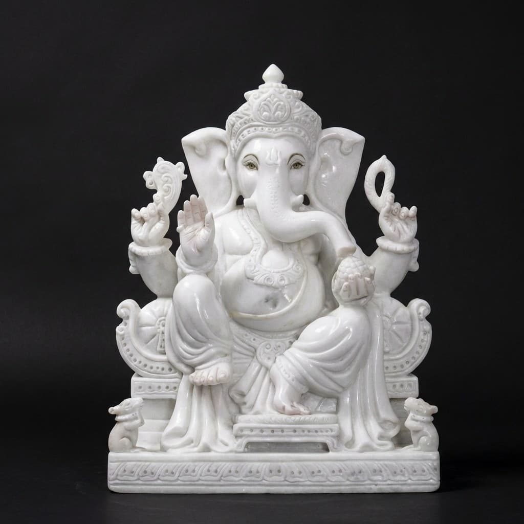 Artisan Hand-Carved Lord Ganesha Stone Sculpture for Home & Temple - hero-light