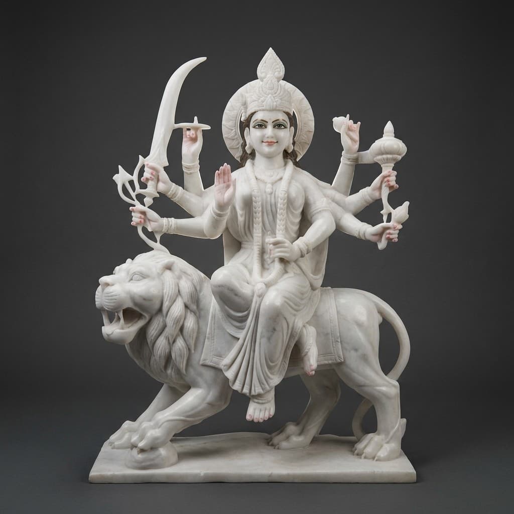 Exquisite Hand-Carved Durga Maa Stone Statue - hero-light