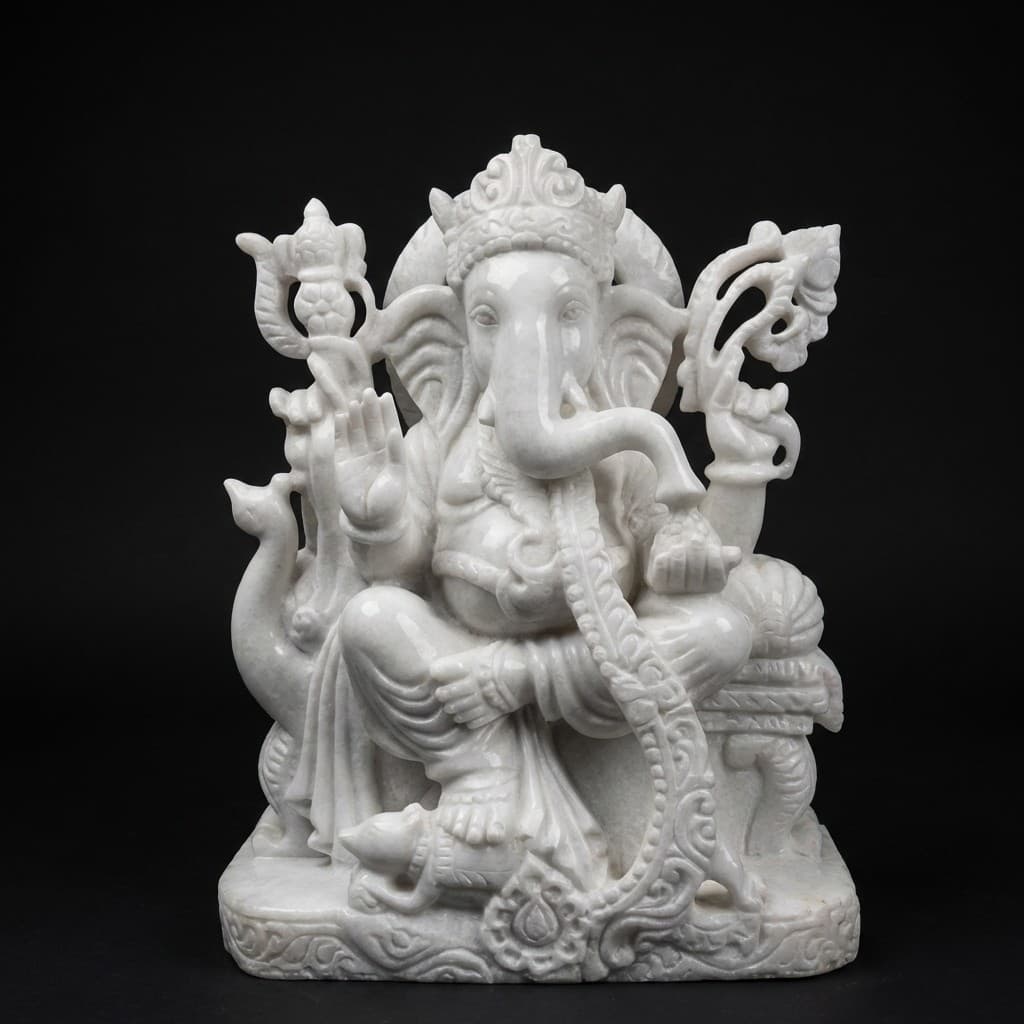Elegant Hand-Carved Lord Ganesha Stone Sculpture - hero-light