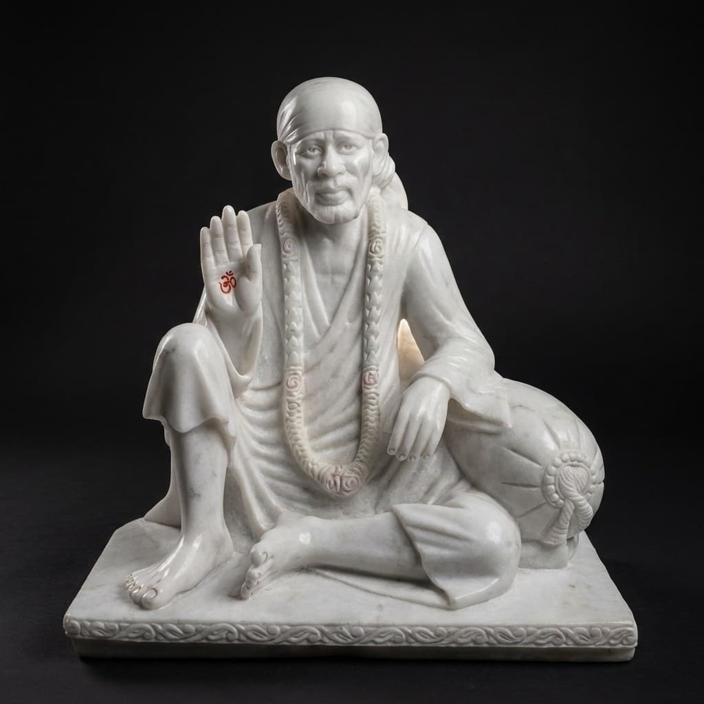 Exquisite Handcrafted Shirdi Sai Baba Devotional Stone Statue - hero-light