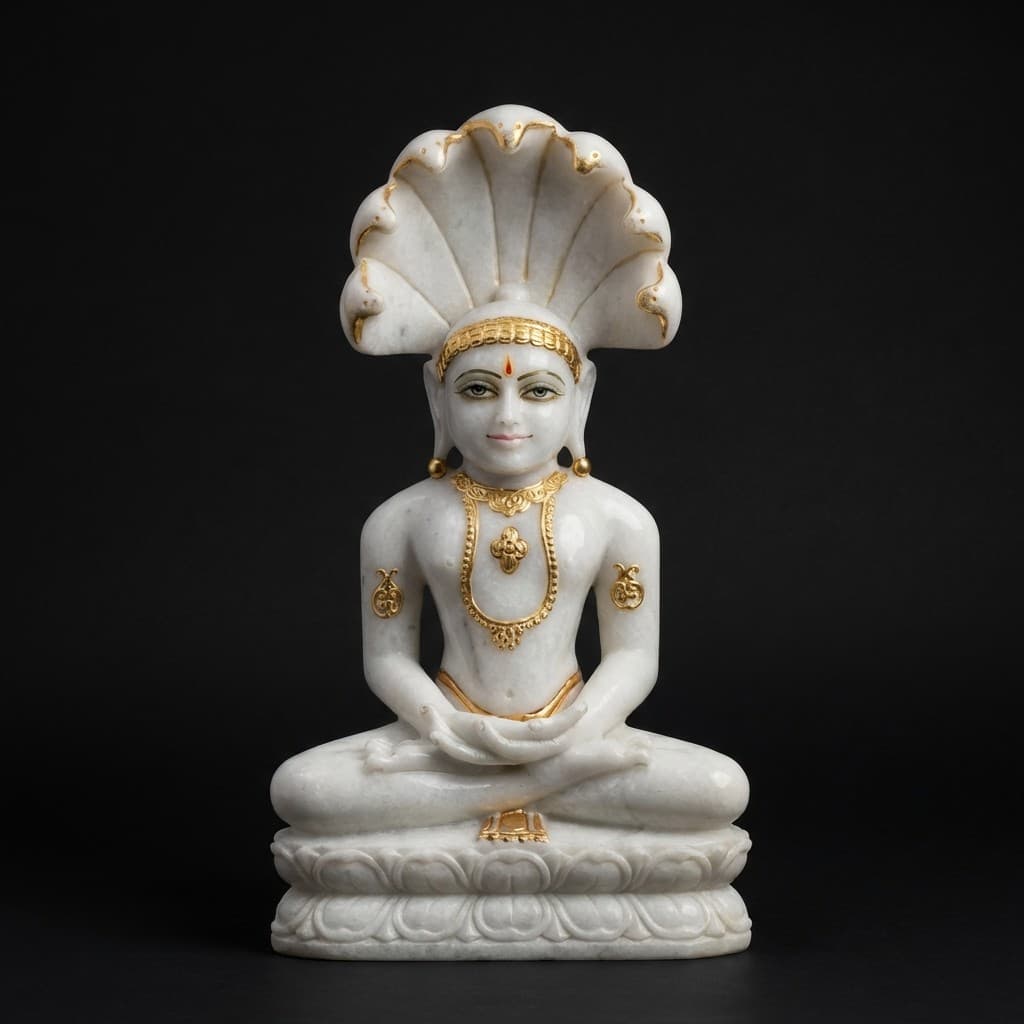Hand-Carved Bhagwan Parshwanath Stone Sculpture for Temple - hero-light