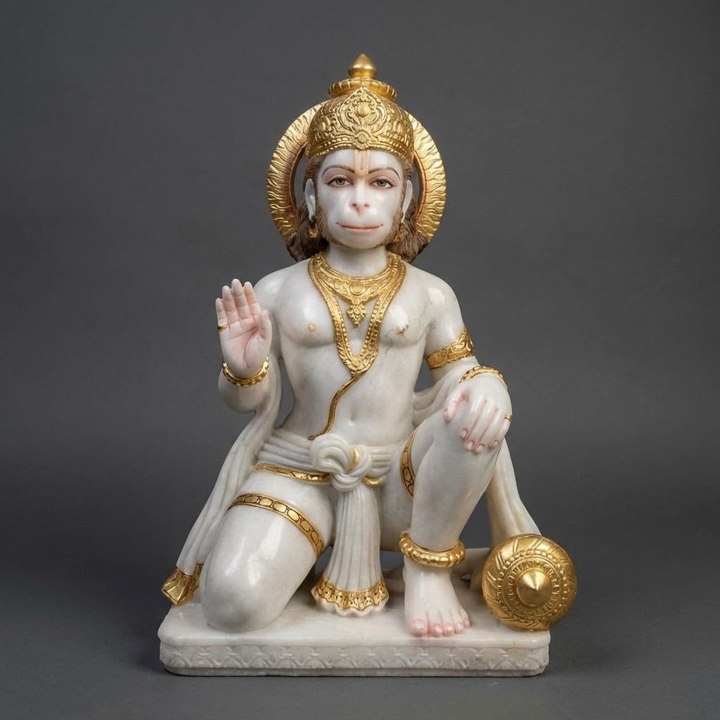 Exquisite Handcrafted Hanuman Stone Statue in Blessing Posture - hero-light