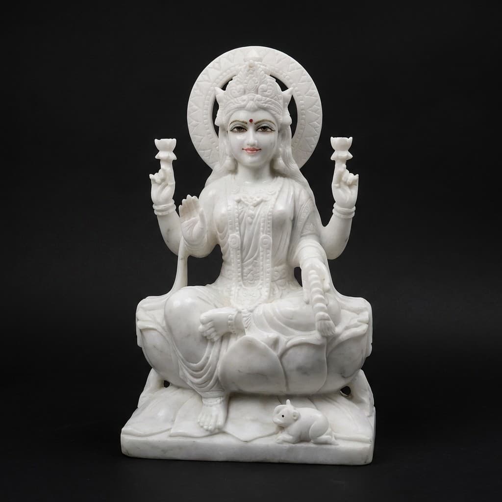 Exquisite Hand-Carved Goddess Lakshmi Stone Statue for Home Mandir - hero-light