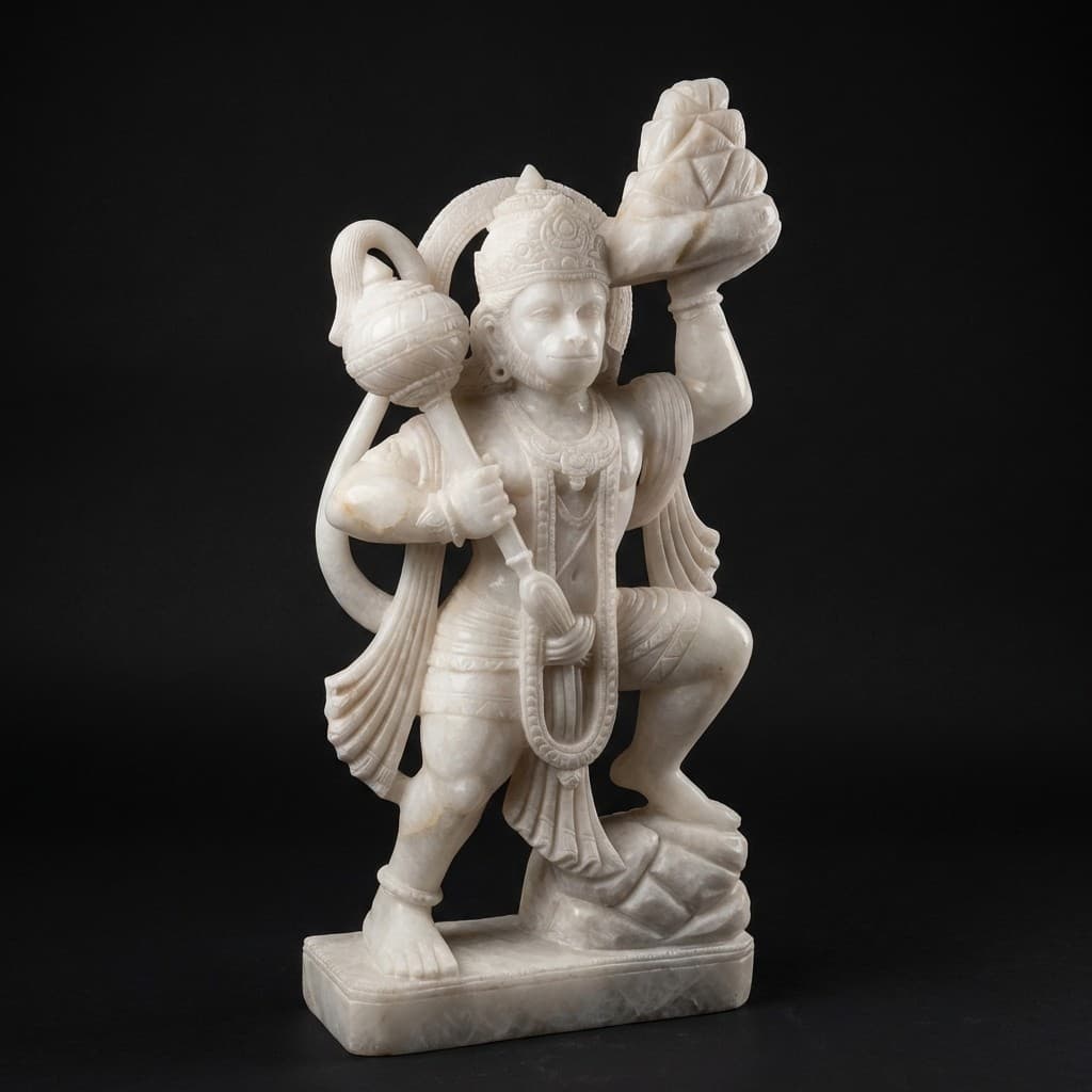 Handcrafted Sanjeevani Hanuman Stone Sculpture - Artisan Devotional Idol - hero-light