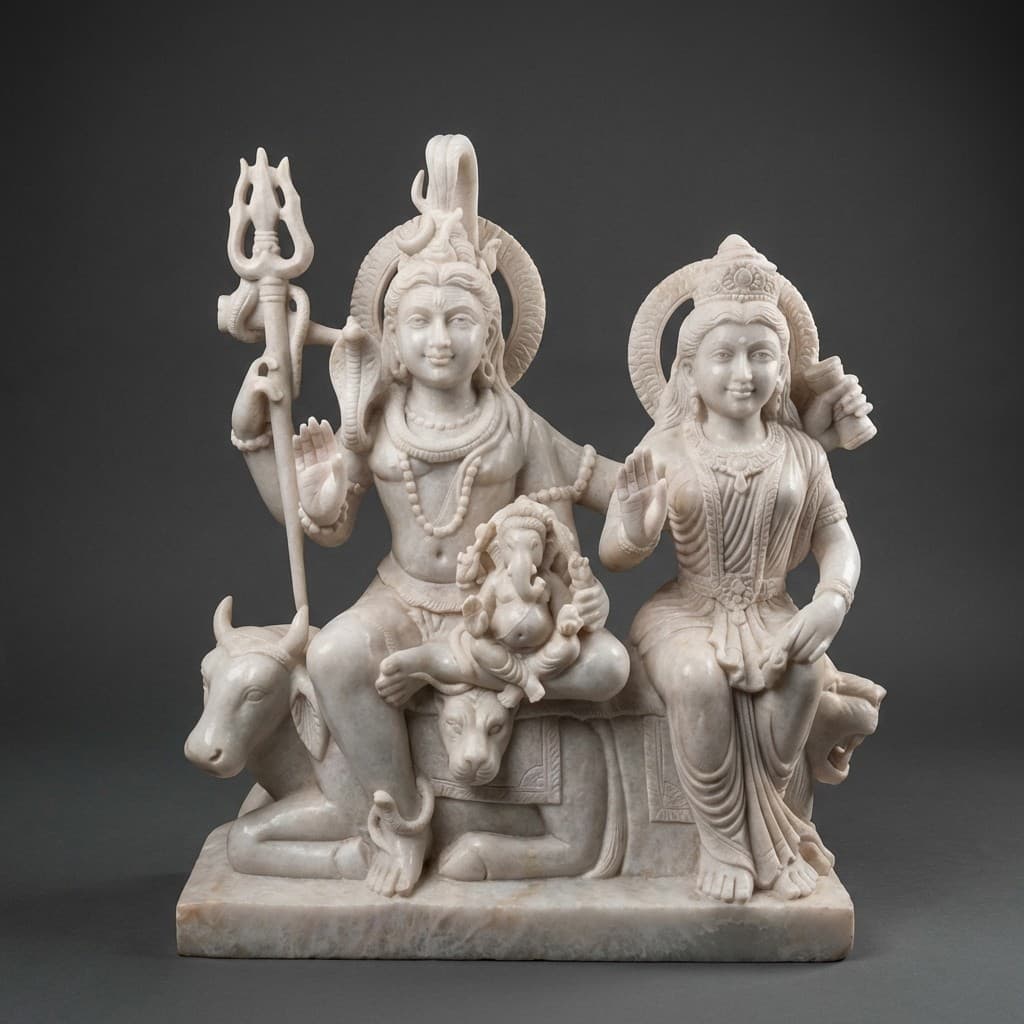 Artisan Hand-Carved Shiv Parivar Stone Sculpture for Home Temple - hero-light