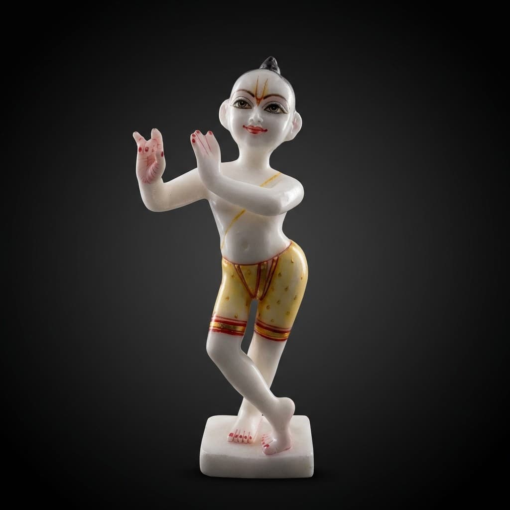 Exquisite Hand-Carved Bal Gopal Krishna Stone Statue - hero-light