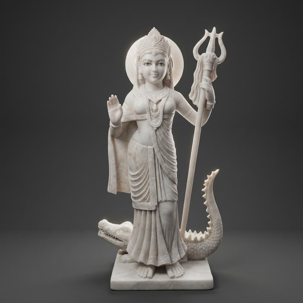 Hand-Carved Khodiyar Mata Stone Statue - Artisan Religious Deity Sculpture - hero-light