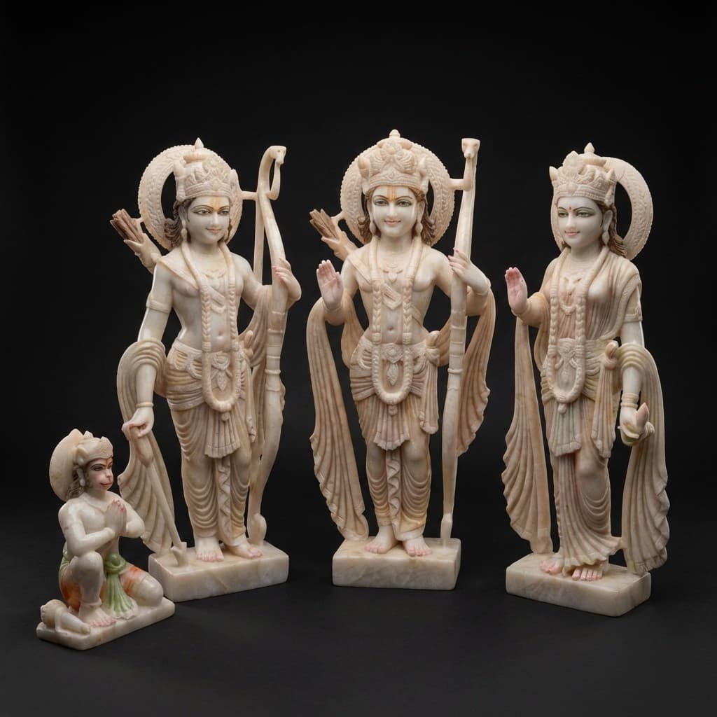 Divine Hand-Carved Ram Darbar Statue Set for Home Mandir - hero-light