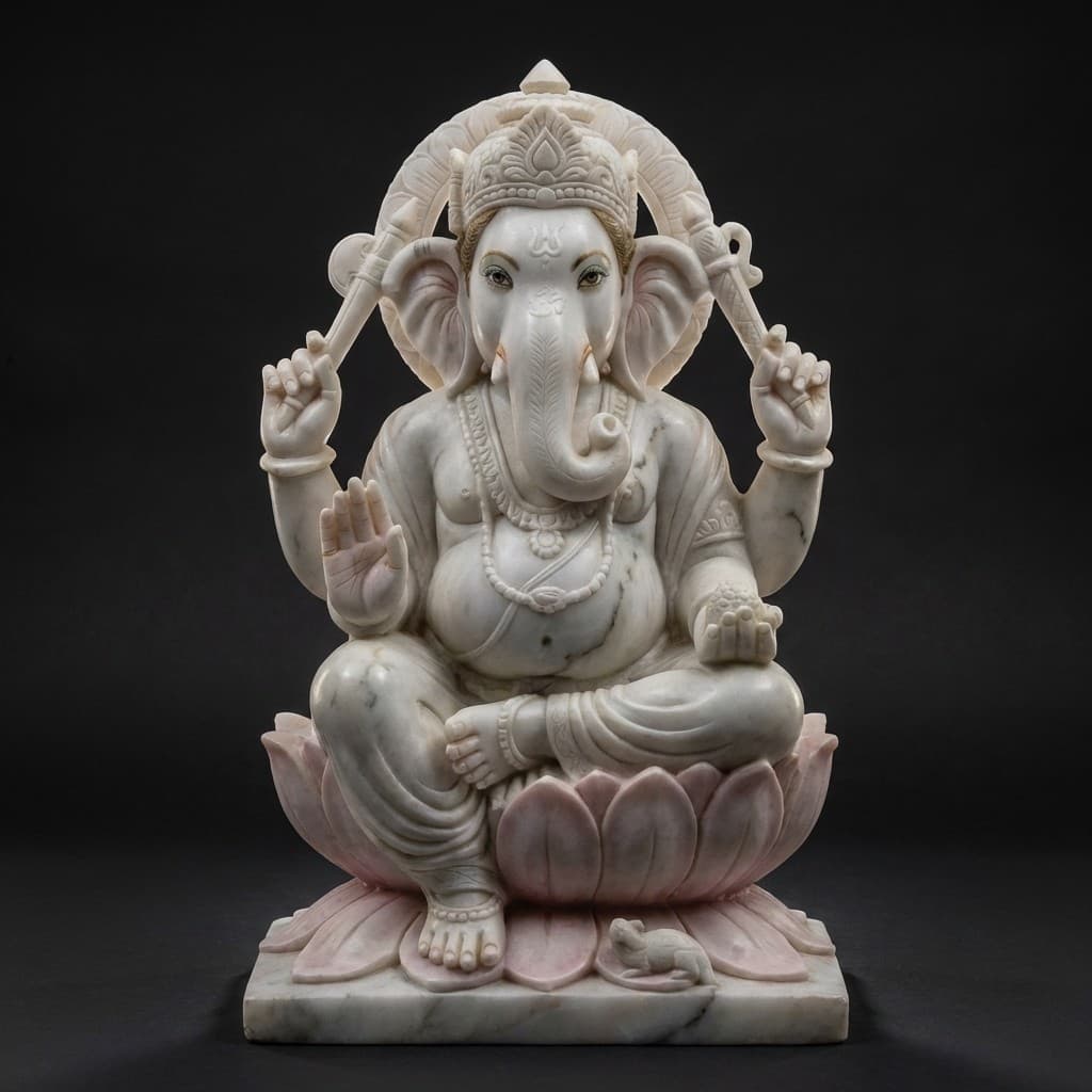 Exquisite Hand-Carved Lord Ganesha Stone Sculpture - hero-light