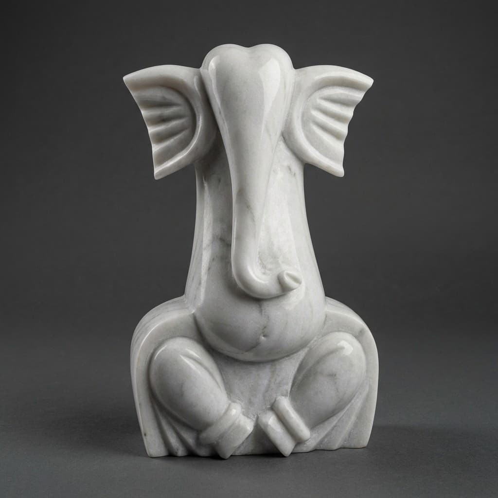 Hand-Carved Minimalist Ganesha Stone Sculpture - hero-light