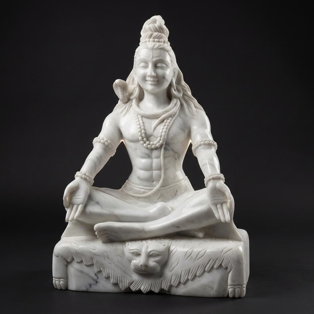 Artisan Hand-Carved Meditating Lord Shiva Stone Statue - hero-light