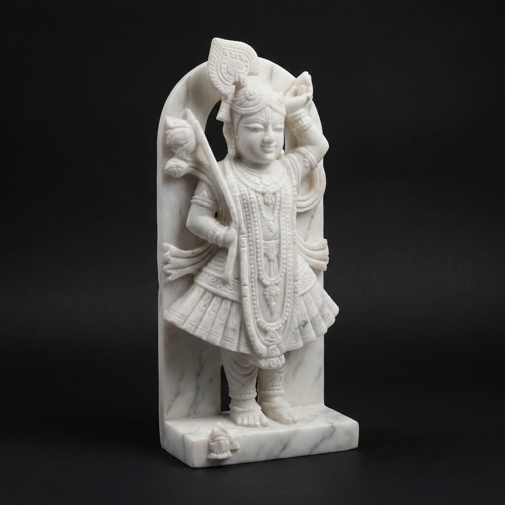 Exquisite Hand-Carved Traditional Shreenath Ji Stone Statue - hero-light