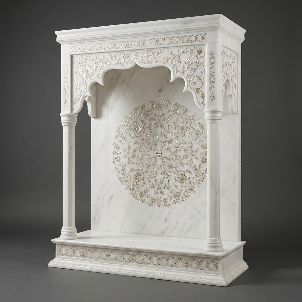 Exquisite Hand-Carved Artisan Stone Puja Mandir Home Temple - hero-light