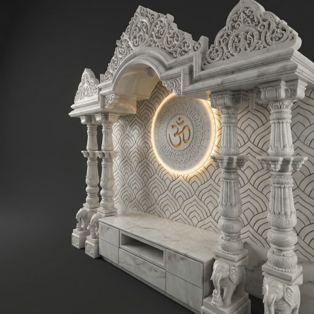 Exquisite Artisan Hand-Carved Stone Home Mandir - hero-light