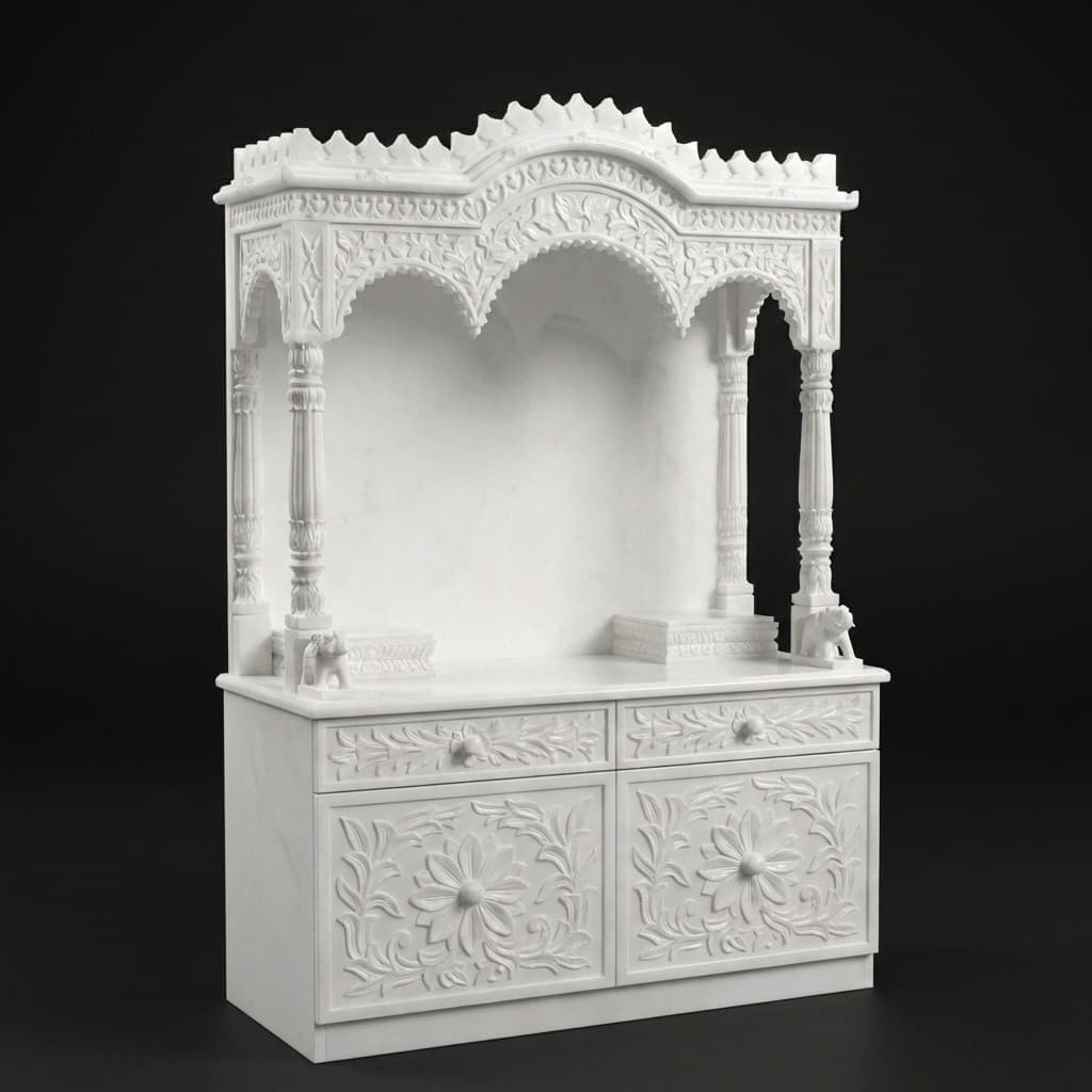 Exquisite Hand-Carved Ornate Stone Home Temple