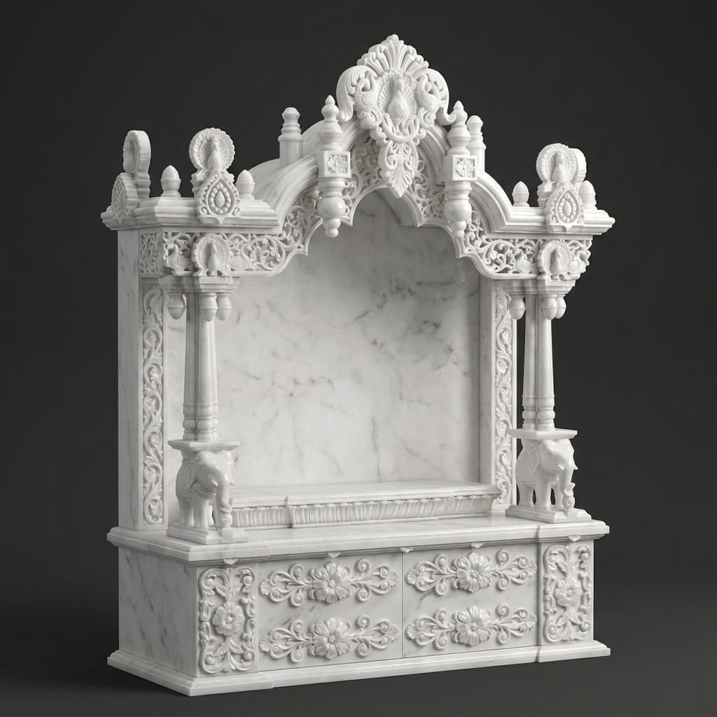 Hand-Carved Artisan Stone Home Temple with Ornate Detailing - hero-light