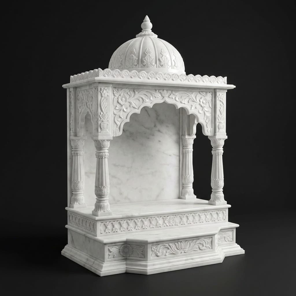 Exquisite Hand-Carved Artisan Stone Pooja Mandir - hero-light