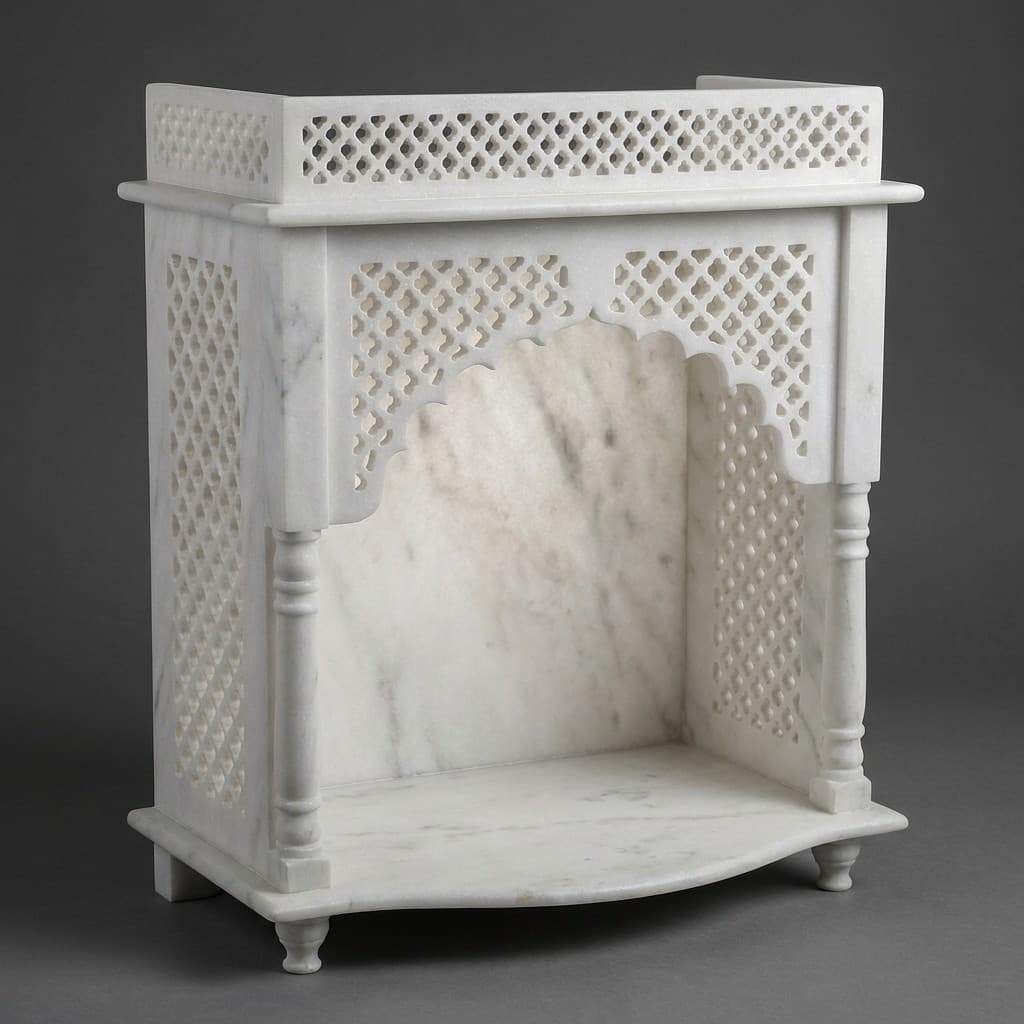 Exquisite Hand-Carved Artisan Stone Indoor Temple with Intricate Lattice - hero-light