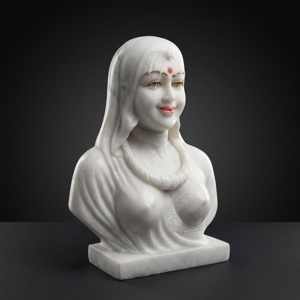 Exquisite Hand-Carved Bani Thani Stone Bust Sculpture - hero-light