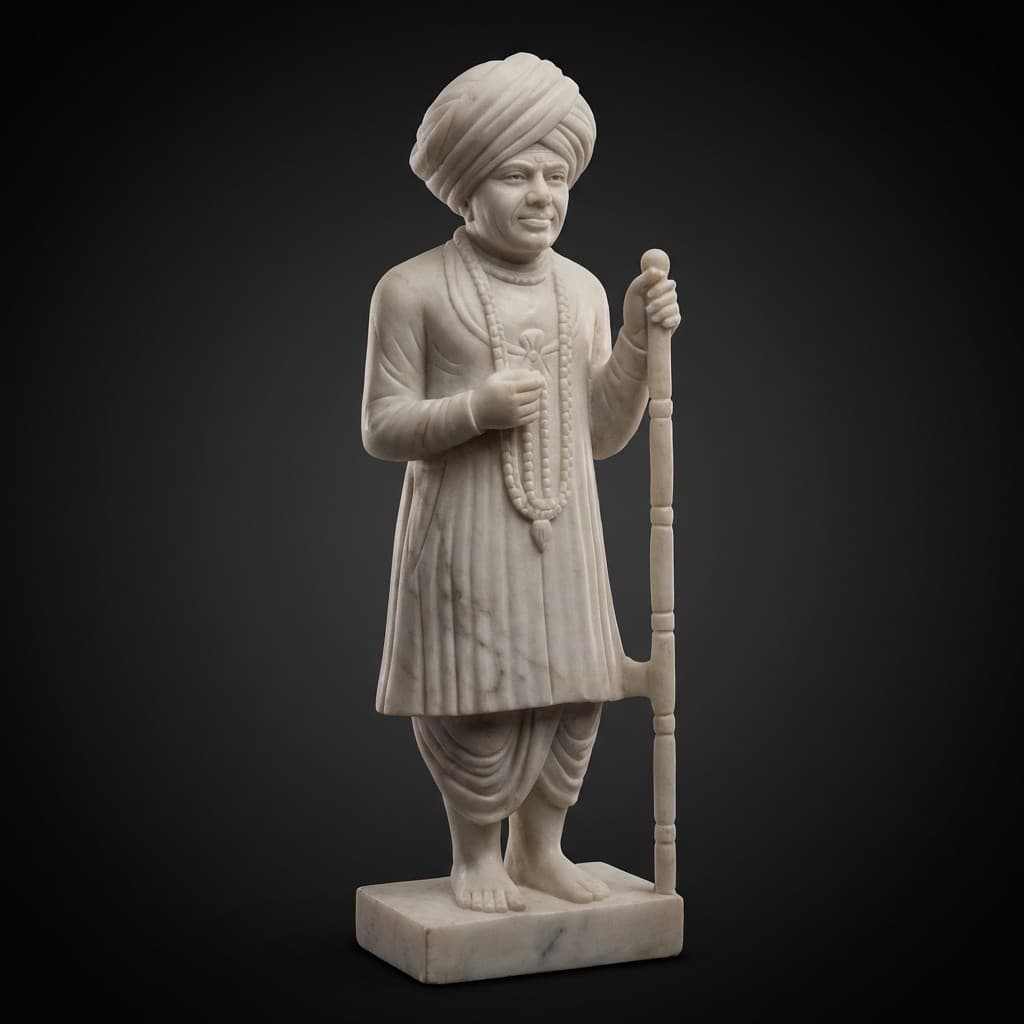 Hand-Carved Artisan Jalaram Bapa Stone Statue - hero-light
