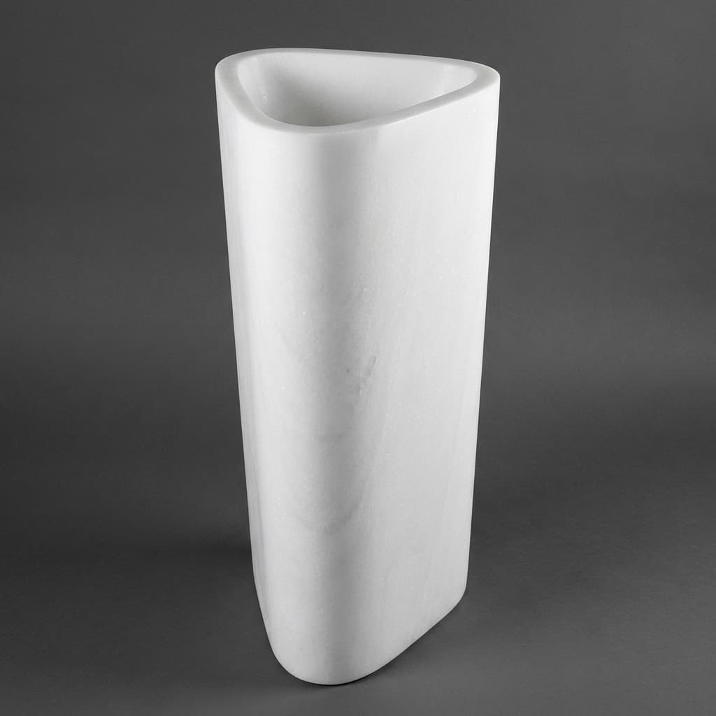 Artisan Handcrafted Triangular Freestanding Stone Pedestal Sink - hero-light