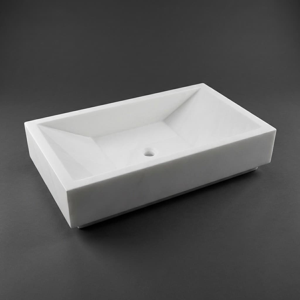 Geometric Hand-Carved Artisan Stone Vessel Sink - hero-light