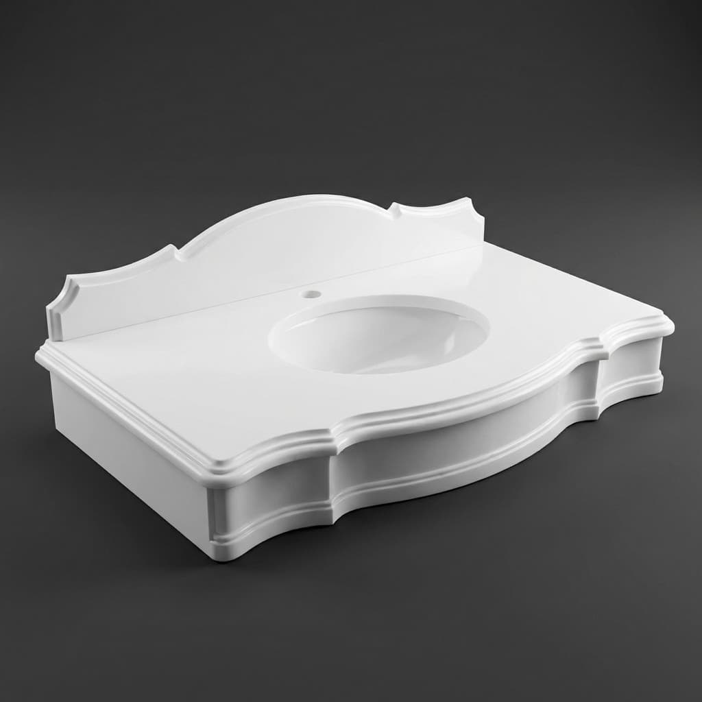 Hand-Carved Contoured Stone Vanity Top with Ogee Edge