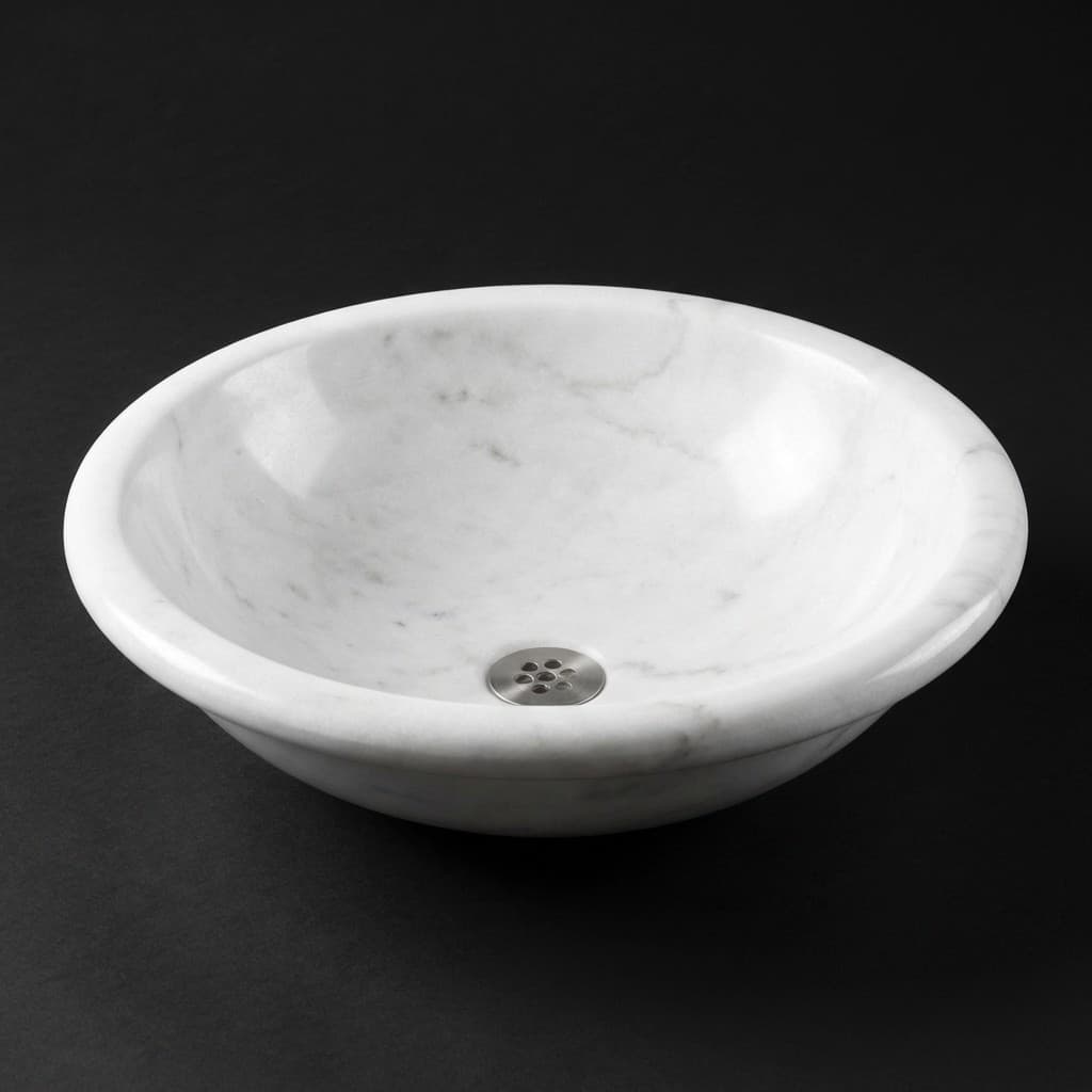 Artisan Handcrafted Stone Self-Rimming Bathroom Sink - hero-light