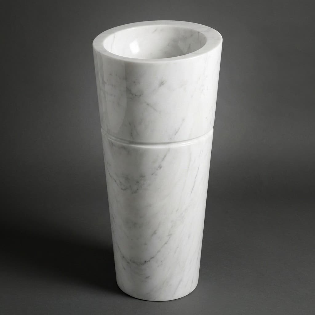 Handcrafted Monolithic Barrel Pedestal Sink for Luxury Bathrooms - hero-light